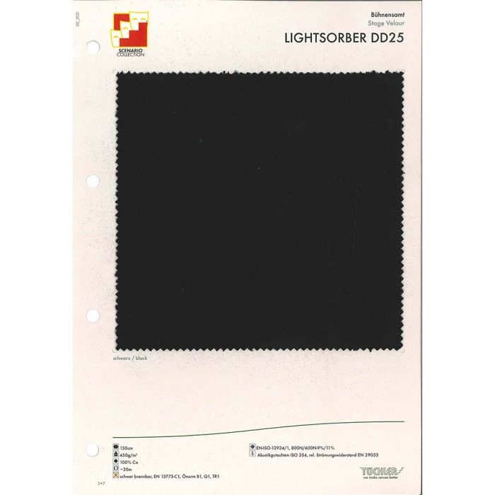 КАРТОЧКА С ОБРАЗЦОМ СЦЕНИЧЕСКИЙ БАРХАТ LIGHTSORBER DD25